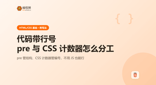 HTML 里显示代码并带行号：pre 与 CSS 计数器的分工