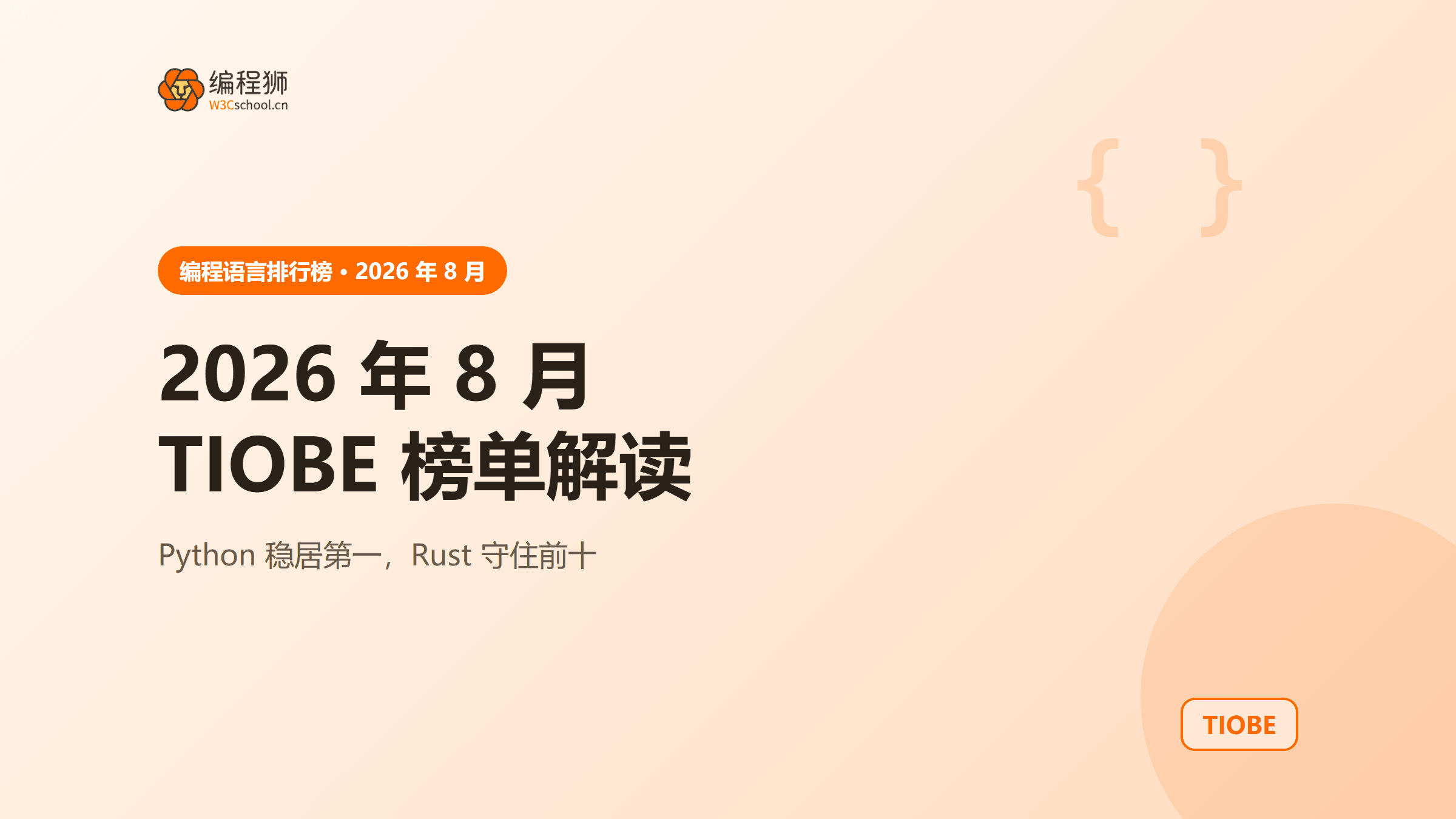 2026 年 8 月 TIOBE 榜：Python 稳居第一，Rust 守住前十，MATLAB 跌出前 20（附趋势解读）