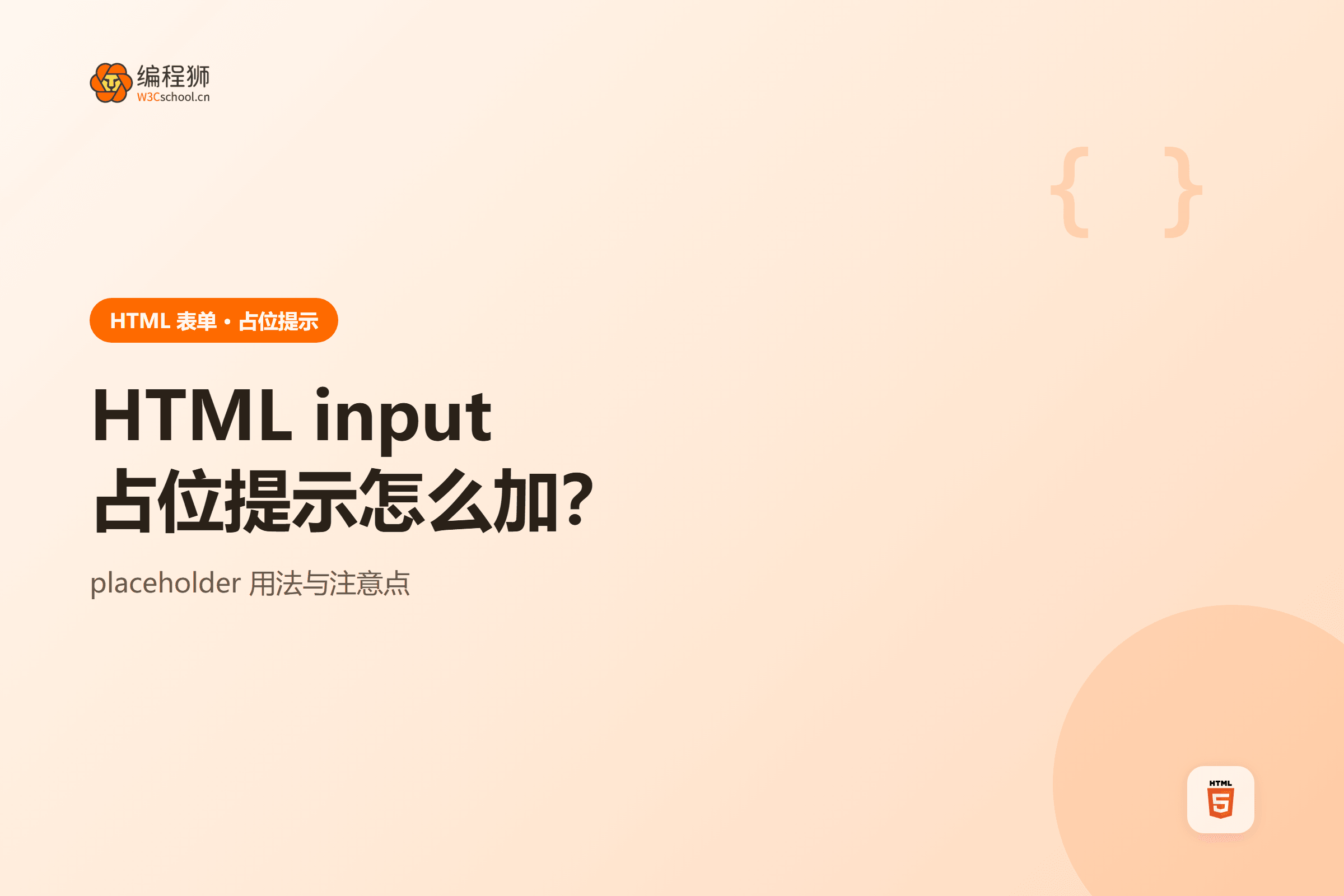HTML placeholder 占位提示示意图