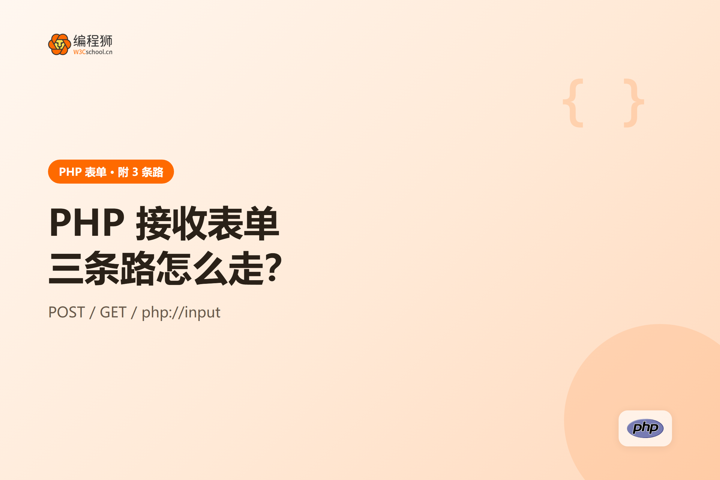 PHP 接收表单数据的三种思路对比图,展示 POST、GET 与 filter_input 的用法差异