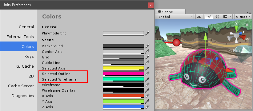 Unity 游戏对象选择的自定义颜色