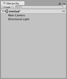打开新的Unity项目时的默认层级窗口视图